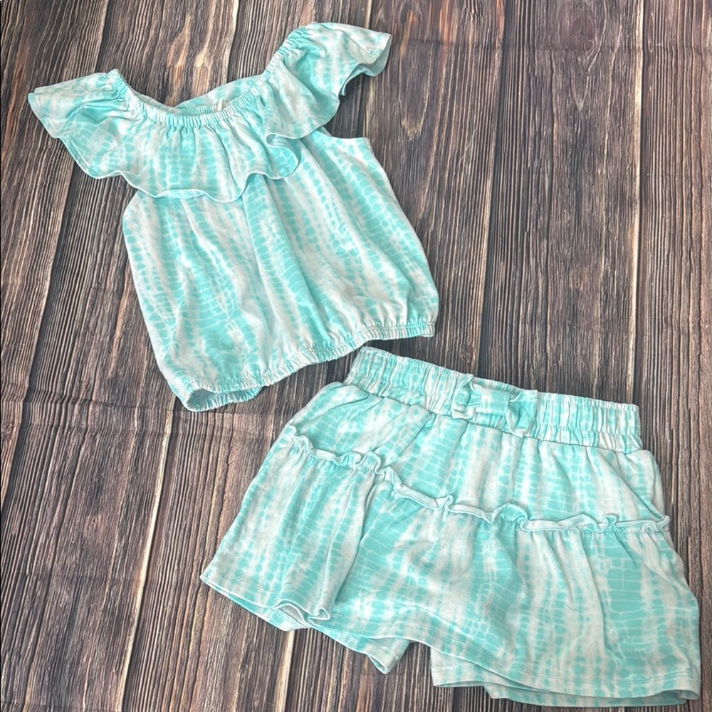 Aqua Ruffle Top and Skort Set